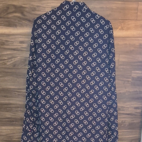 Tommy Hilfiger - Navy Blue "Interlocking Ring Print"  Long Sleeve Button Down - Picture 8 of 8